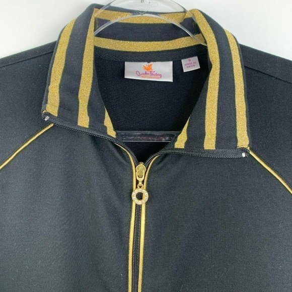 Quaker Factory Black & Gold Jacket Full Zip • S - Picture 5 of 6